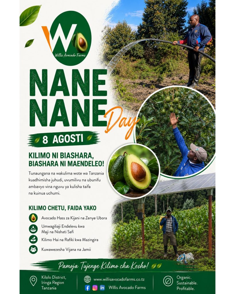 Nane Nane Day 2026 poster celebrating farmers and sustainable agriculture at Willis Avocado Farms